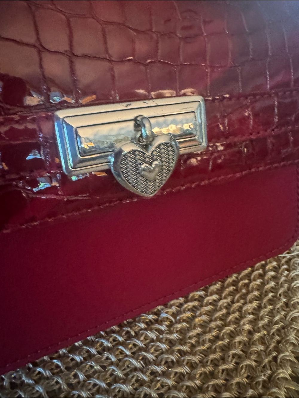 LIKE NEW Brighton Croc-Textured Bag with Adjustable Strap & Heart Lock heart ❤️ - Picture 9 of 9